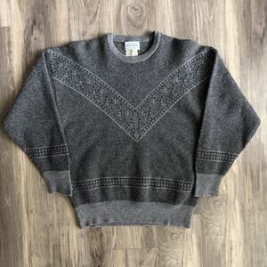 Bullock & Jones 100% Lambs Wool Sweater Men's Size M Gray Pullover Vintage